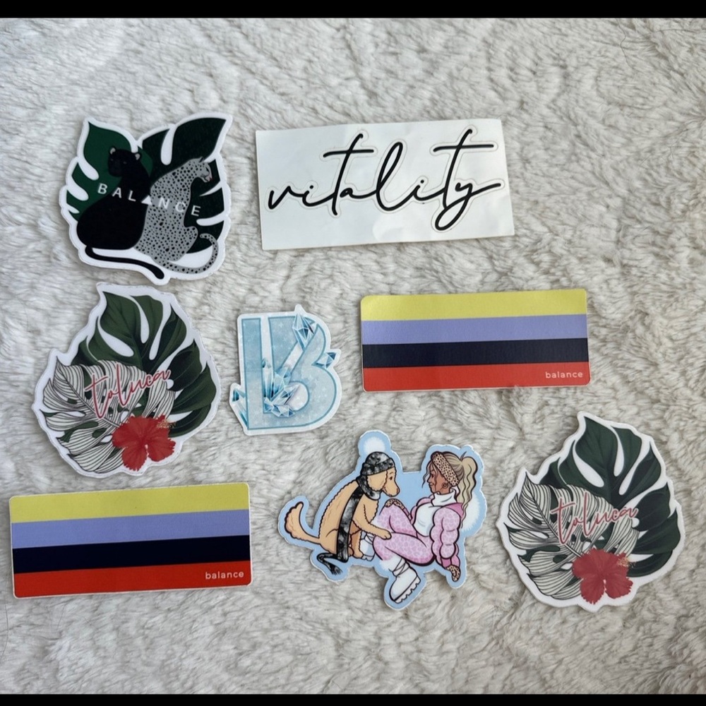 Balance athletica, vitality, and buff bunny stickers